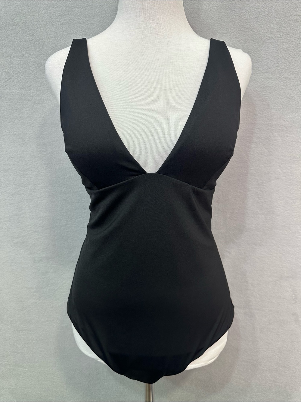 Black Deep V One-Piece Swimsuit - Women Swim